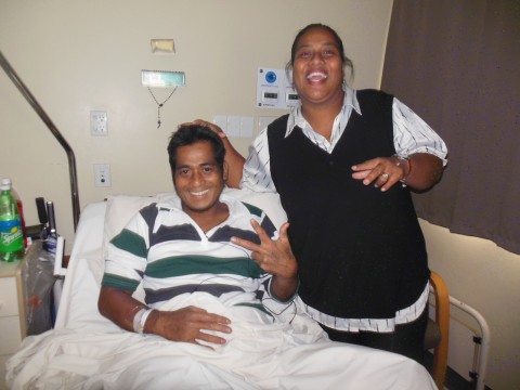 Buren Tarawa, injured in the boat salvage operation, recovering at Suva Private Hospital.