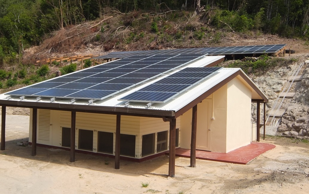 The solar power site at Qaravi on Naitauba Island.