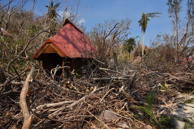 Damage on Naitauba Island due to Cyclone Winston.