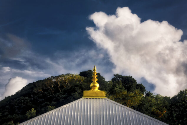 Temple spire and sky