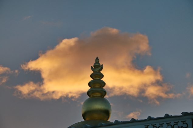 Temple spire and cloud