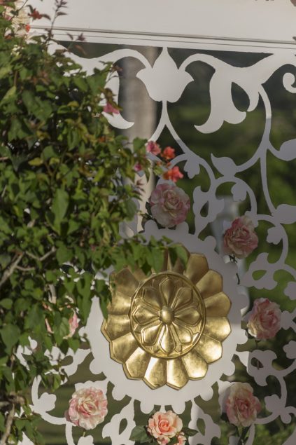 The "Brightness" Gates adorned with flowers