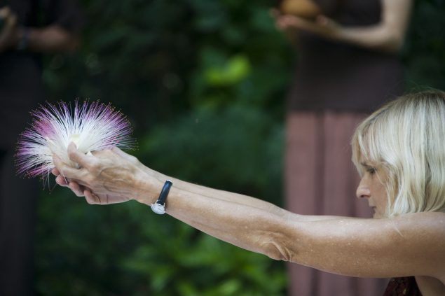 Devotee offering a flower