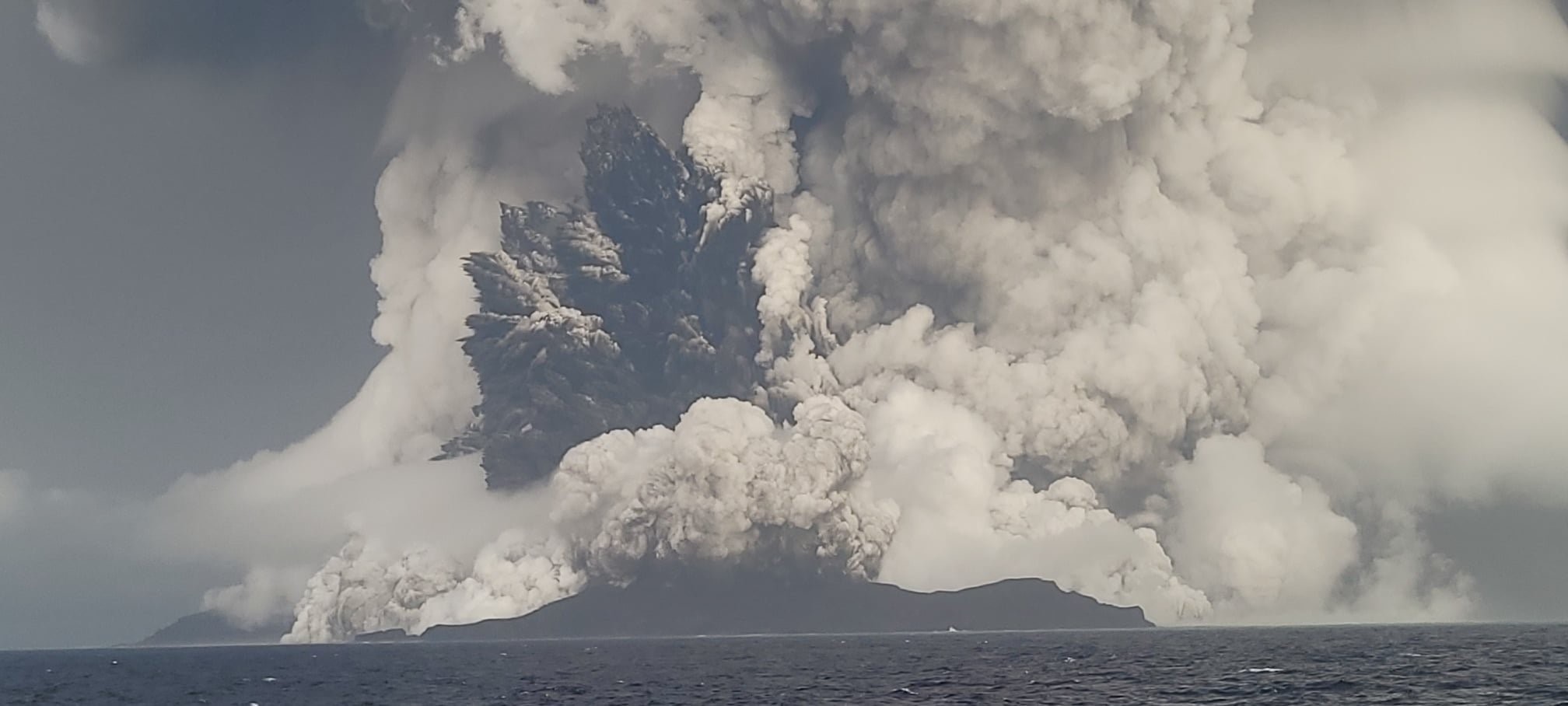 The Hunga Tonga–Hunga Ha'apai Volcano erupting in January 2022